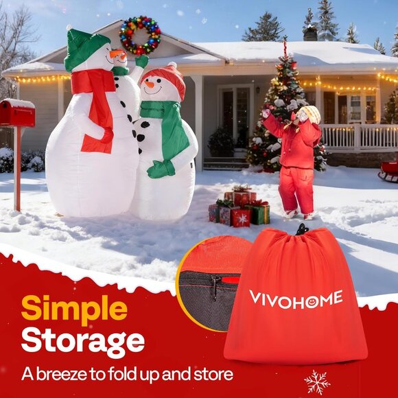 ⚡6FT Christmas Inflatable Snowman Family Hug LED Lights Outdoor Decoration - Picture 6 of 8